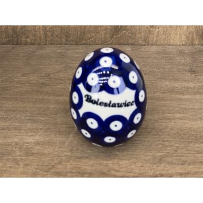 Polish Pottery Egg Figurine 3&quot; Boleslawiec Blue Eyes