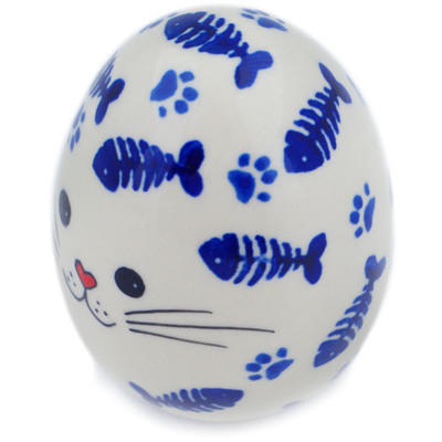 Polish Pottery Egg Figurine 3&quot; Fancy Feast UNIKAT