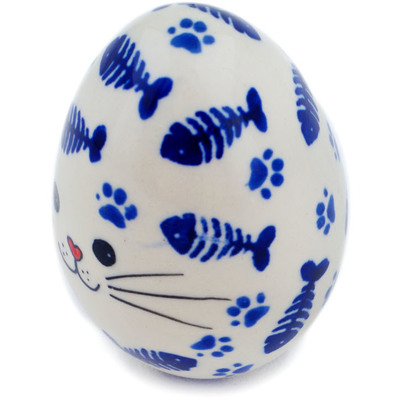 Polish Pottery Egg Figurine 3&quot; Fancy Feast UNIKAT
