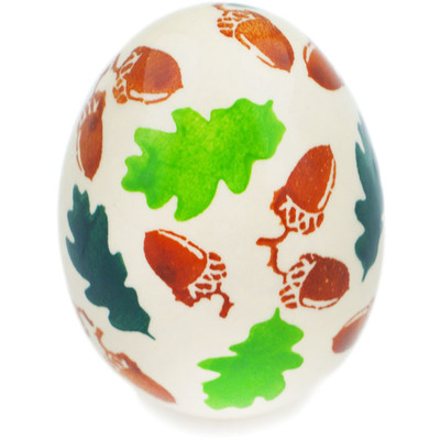Polish Pottery Egg Figurine 3&quot; Frenzy Of Acorns
