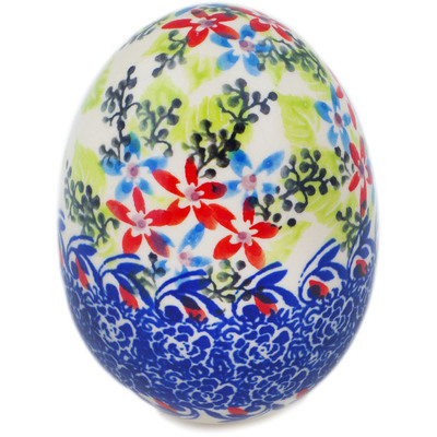 Polish Pottery Egg Figurine 3&quot; Fresh Flowers UNIKAT