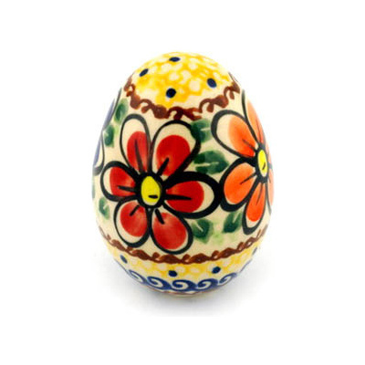 Polish Pottery Egg Figurine 3&quot; Glorious Morning UNIKAT