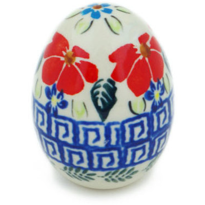 Polish Pottery Egg Figurine 3&quot; Grecian Fields