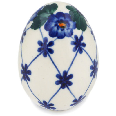 Polish Pottery Egg Figurine 3&quot; Looking Through The Fence UNIKAT