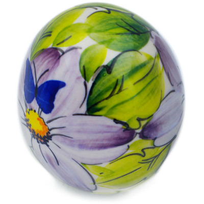 Polish Pottery Egg Figurine 3&quot; Lovely Lilac UNIKAT