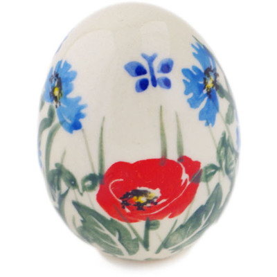 Polish Pottery Egg Figurine 3" Open Fields