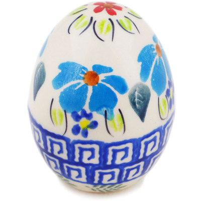 Polish Pottery Egg Figurine 3&quot; Pansy Morning