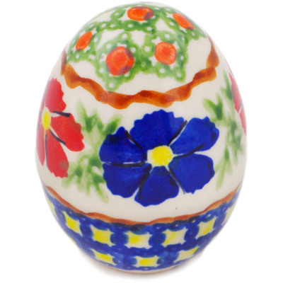 Polish Pottery Egg Figurine 3&quot; Paradise Poppy