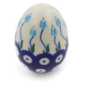 Polish Pottery Egg Figurine 3&quot; Peacock Tulip Garden