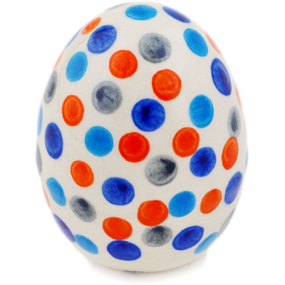 Polish Pottery Egg Figurine 3&quot; Polka Dot Frenzy