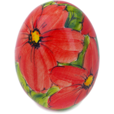 Polish Pottery Egg Figurine 3&quot; Pretty Petunias UNIKAT