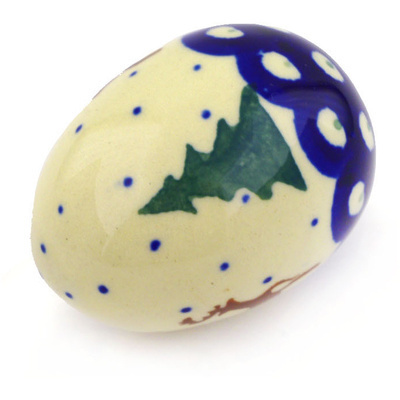 Polish Pottery Egg Figurine 3&quot; Reindeer Pines