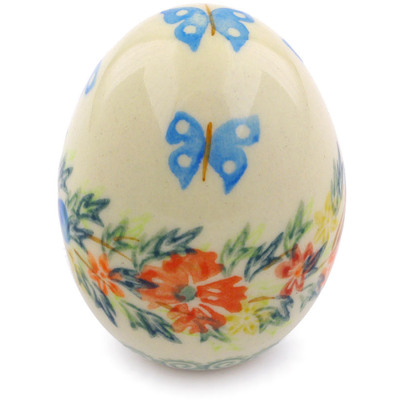 Polish Pottery Egg Figurine 3&quot; Ring Of Flowers UNIKAT