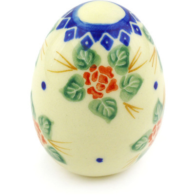 Polish Pottery Egg Figurine 3&quot; Simple Christmas