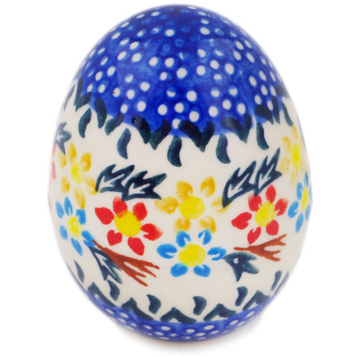 Polish Pottery Egg Figurine 3&quot; Spring Flower Ring