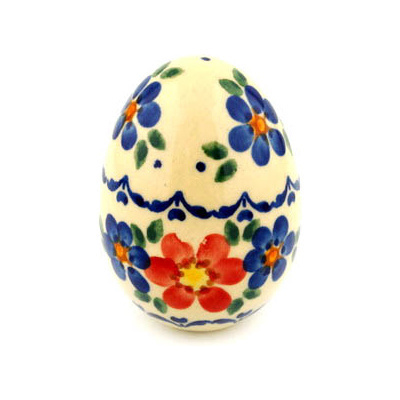 Polish Pottery Egg Figurine 3&quot; UNIKAT