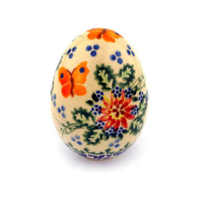 Polish Pottery Egg Figurine 3&quot; UNIKAT