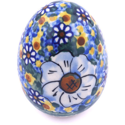 Polish Pottery Egg Figurine 3&quot; UNIKAT
