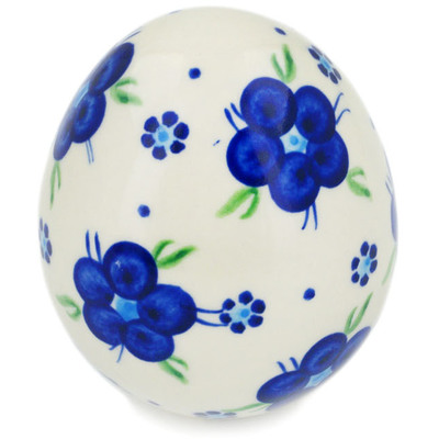 Polish Pottery Egg Figurine 4&quot; Bleu-belle Fleur