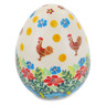 Polish Pottery Egg Figurine 4&quot; Blooming Rooster Delight UNIKAT
