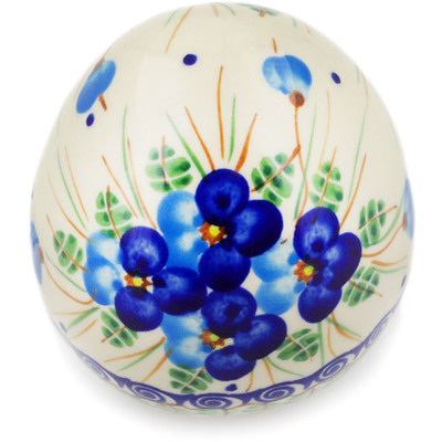 Polish Pottery Egg Figurine 4&quot; Blue Pansy
