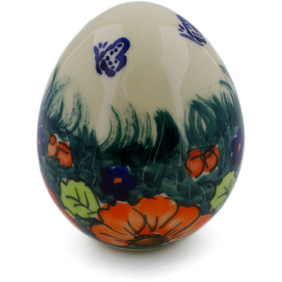 Polish Pottery Egg Figurine 4&quot; Butterfly Splendor