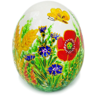 Ceramic Egg Figurine 4&quot; Meadow Flower Crown