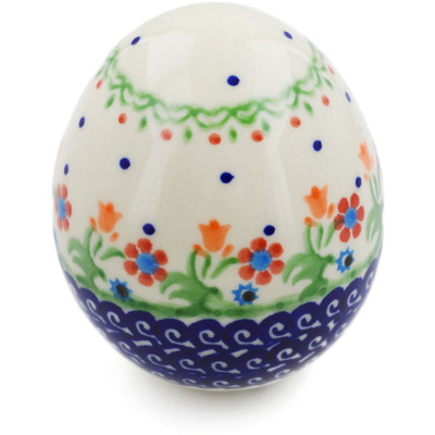 Polish Pottery Egg Figurine 4&quot; Spring Flowers