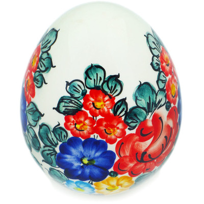 Polish Pottery Egg Figurine 5&quot; Little Flower Patch