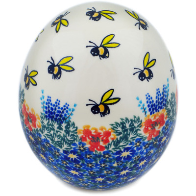 Polish Pottery Egg Figurine 6&quot; Bee Fun UNIKAT