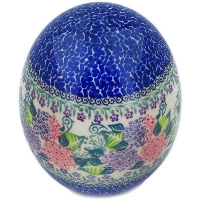 Polish Pottery Egg Figurine 6&quot; Happy Hydrangea UNIKAT