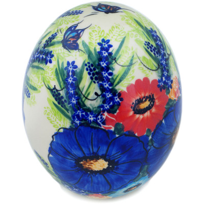 Polish Pottery Egg Figurine 6&quot; Peeping Through UNIKAT