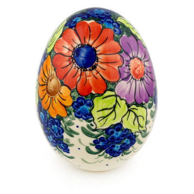 Polish Pottery Egg Figurine 6&quot; Summertime Blues UNIKAT
