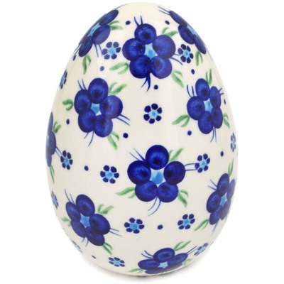 Polish Pottery Egg Figurine 7&quot; Bleu-belle Fleur