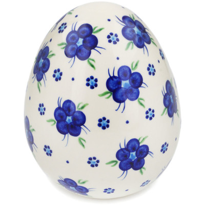Polish Pottery Egg Figurine 7&quot; Bleu-belle Fleur