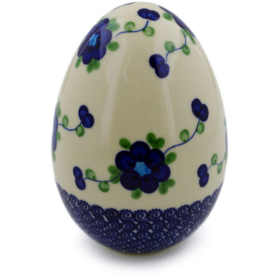 Polish Pottery Egg Figurine 7&quot; Blue Poppies