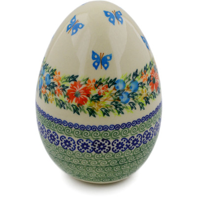 Polish Pottery Egg Figurine 7&quot; Ring Of Flowers UNIKAT