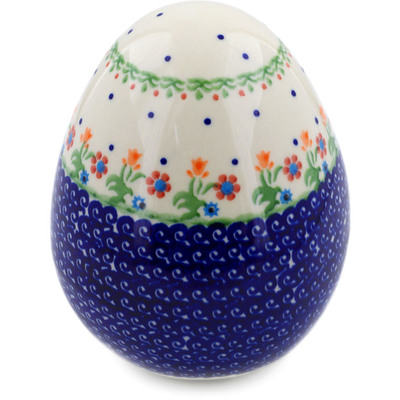 Polish Pottery Egg Figurine 7" Spring Flowers