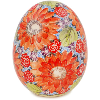 Polish Pottery Egg Figurine 7&quot; Summer Flower UNIKAT
