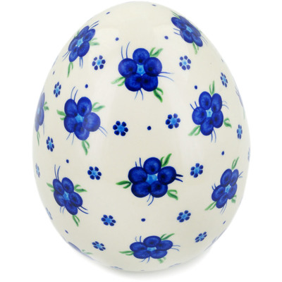 Polish Pottery Egg Figurine 8&quot; Bleu-belle Fleur