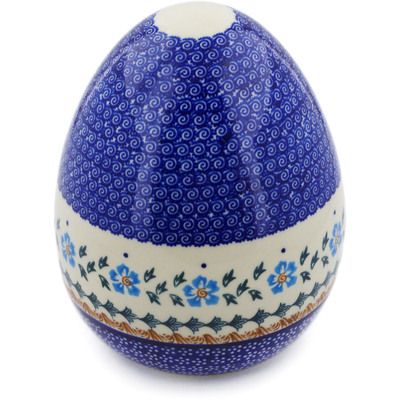 Polish Pottery Egg Figurine 8&quot; Blue Cornflower