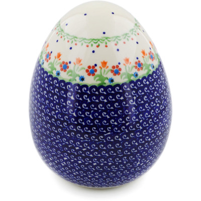 Polish Pottery Egg Figurine 8" Spring Flowers
