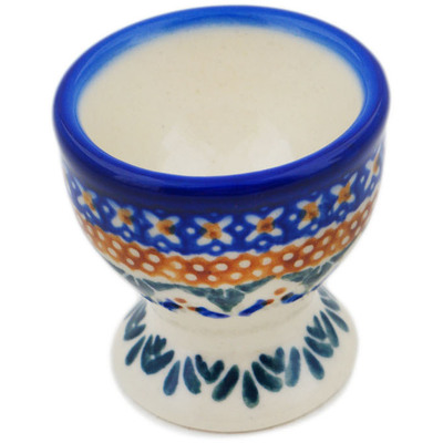 Polish Pottery Egg Holder 2&quot; Blue Cress
