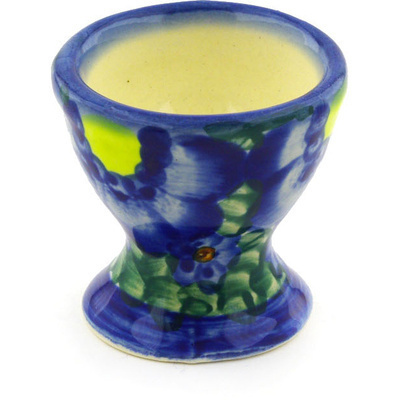 Polish Pottery Egg Holder 2&quot; Blue Daisies UNIKAT