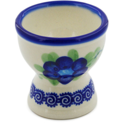 Polish Pottery Egg Holder 2" Blue Poppies