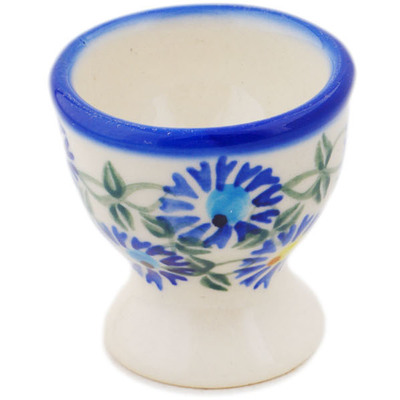 Polish Pottery Egg Holder 2&quot; Blue Thistle Beauty