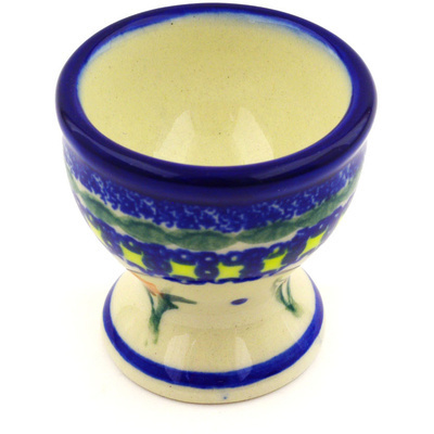 Polish Pottery Egg Holder 2&quot; Cocentric Tulips
