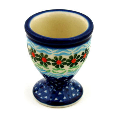 Polish Pottery Egg Holder 2&quot; Daisies By The Sea