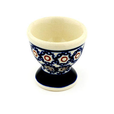 Polish Pottery Egg Holder 2&quot; Daisy Stamps