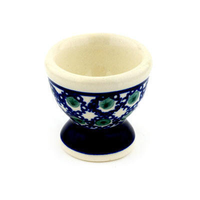 Polish Pottery Egg Holder 2&quot; Emerald Peacock Eyes